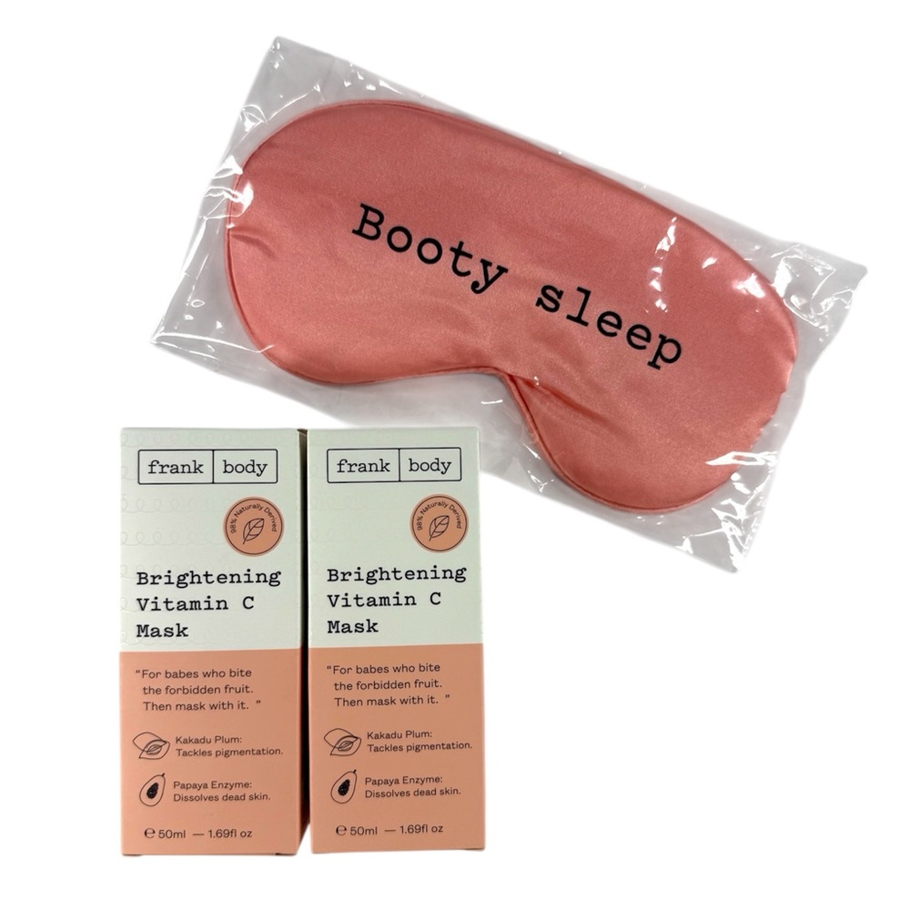 NEW 3 Pc Frank Body Set Brightening Vitamin C Mask & Silk Sleep Mask
